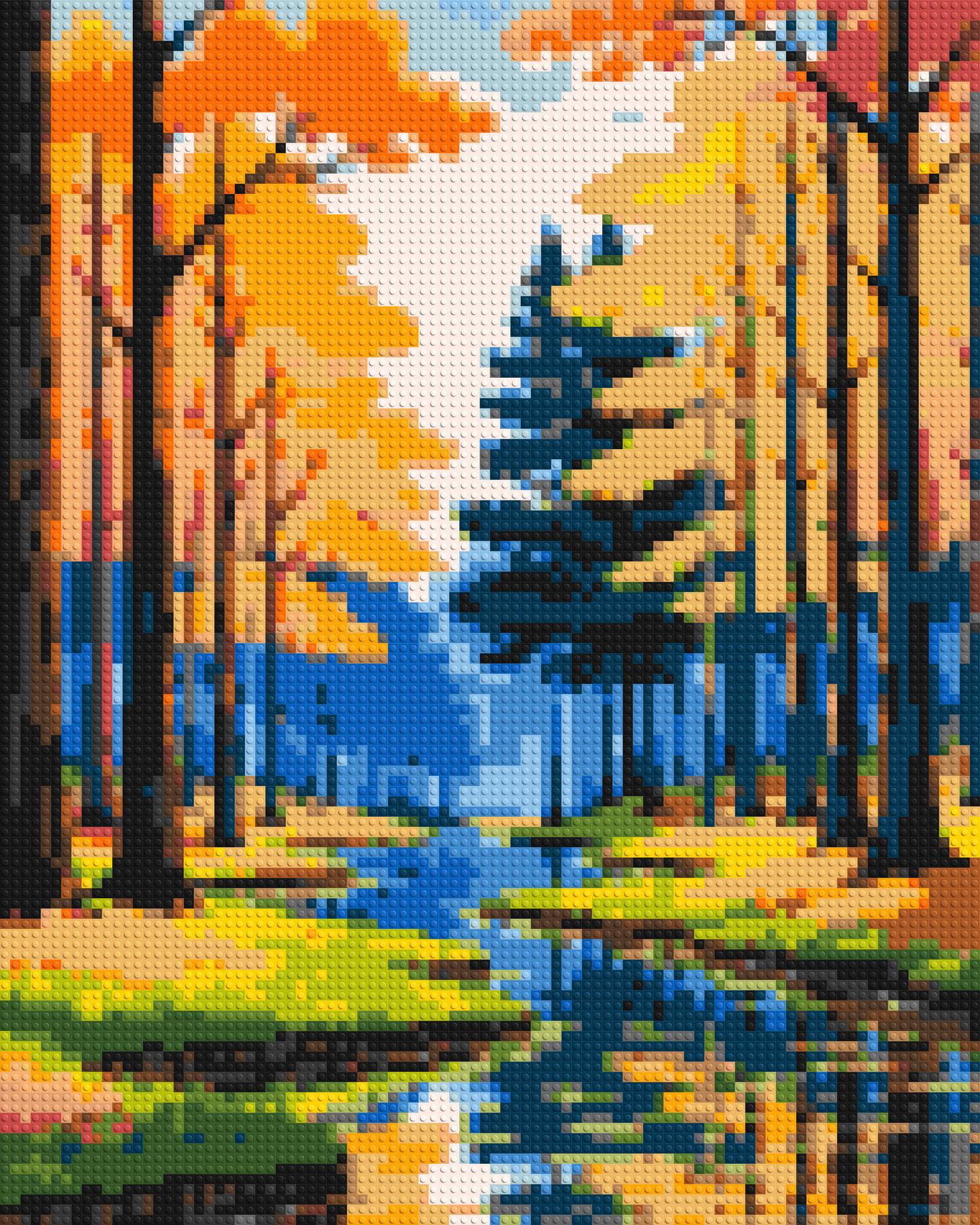 Autumn Forest River Reflection Illustration - Brick Art Mosaic Kit 4x5 large