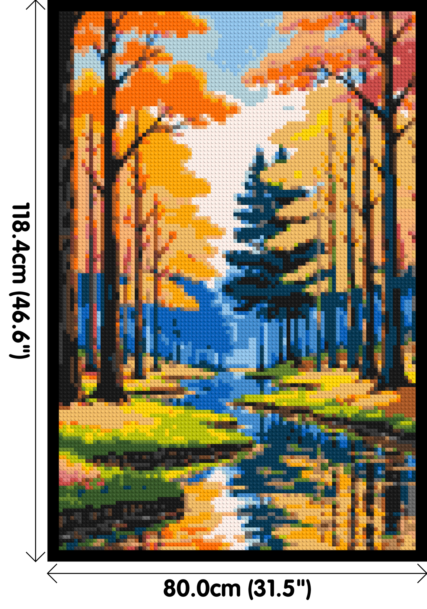Autumn Forest River Reflection Illustration - Brick Art Mosaic Kit 4x6 large