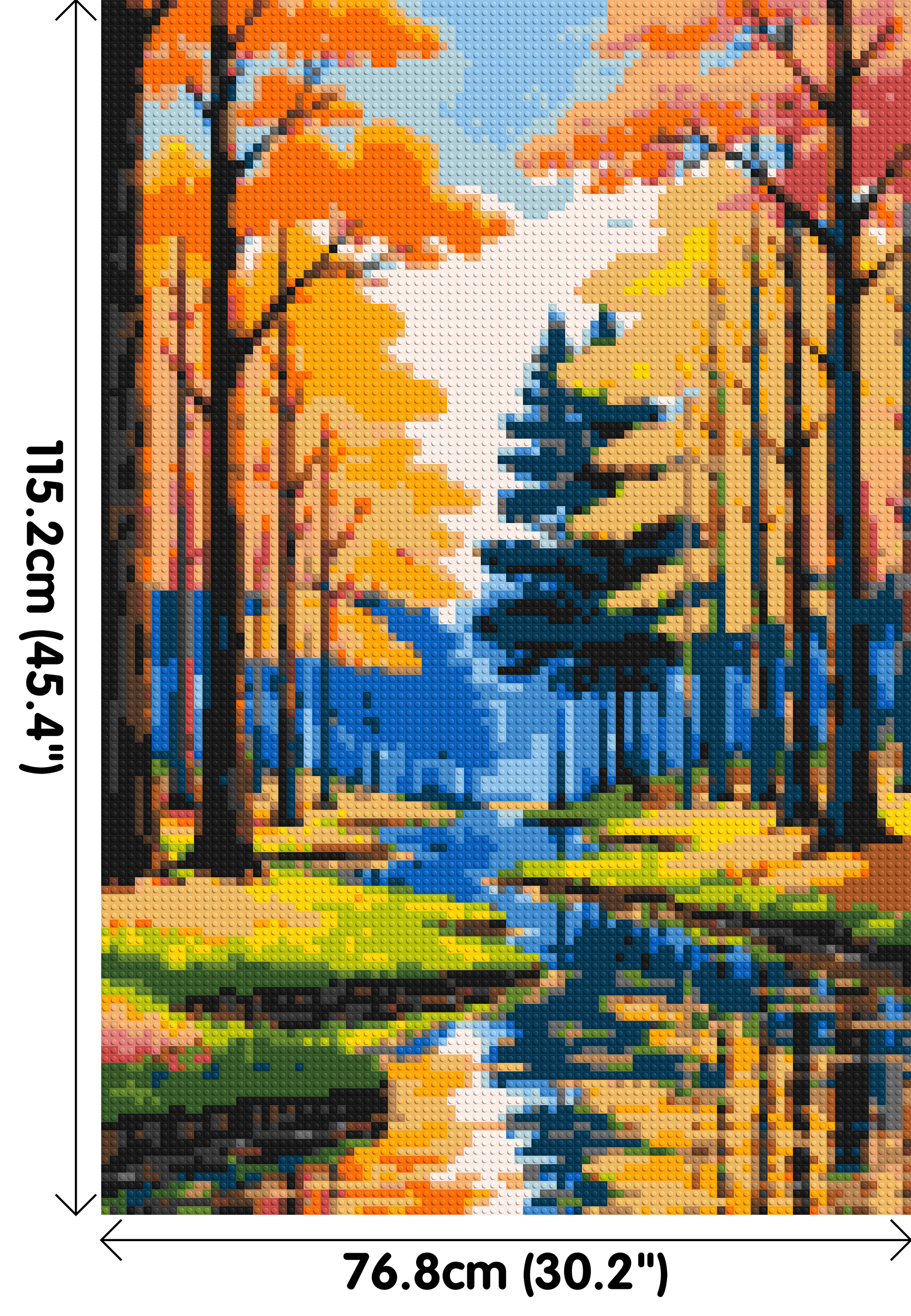 Autumn Forest River Reflection Illustration - Brick Art Mosaic Kit 4x6 dimensions