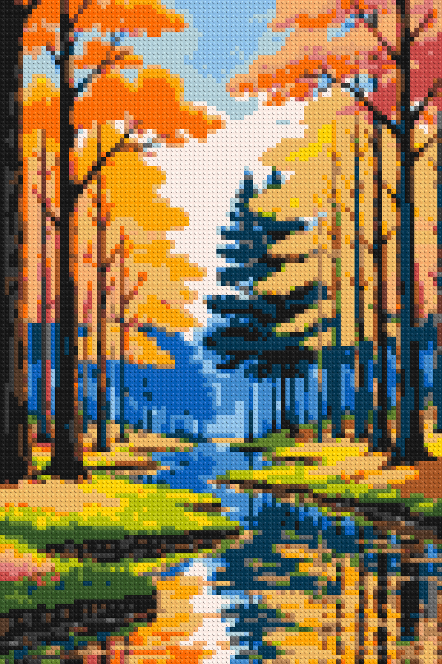 Autumn Forest River Reflection Illustration - Brick Art Mosaic Kit 4x6 large