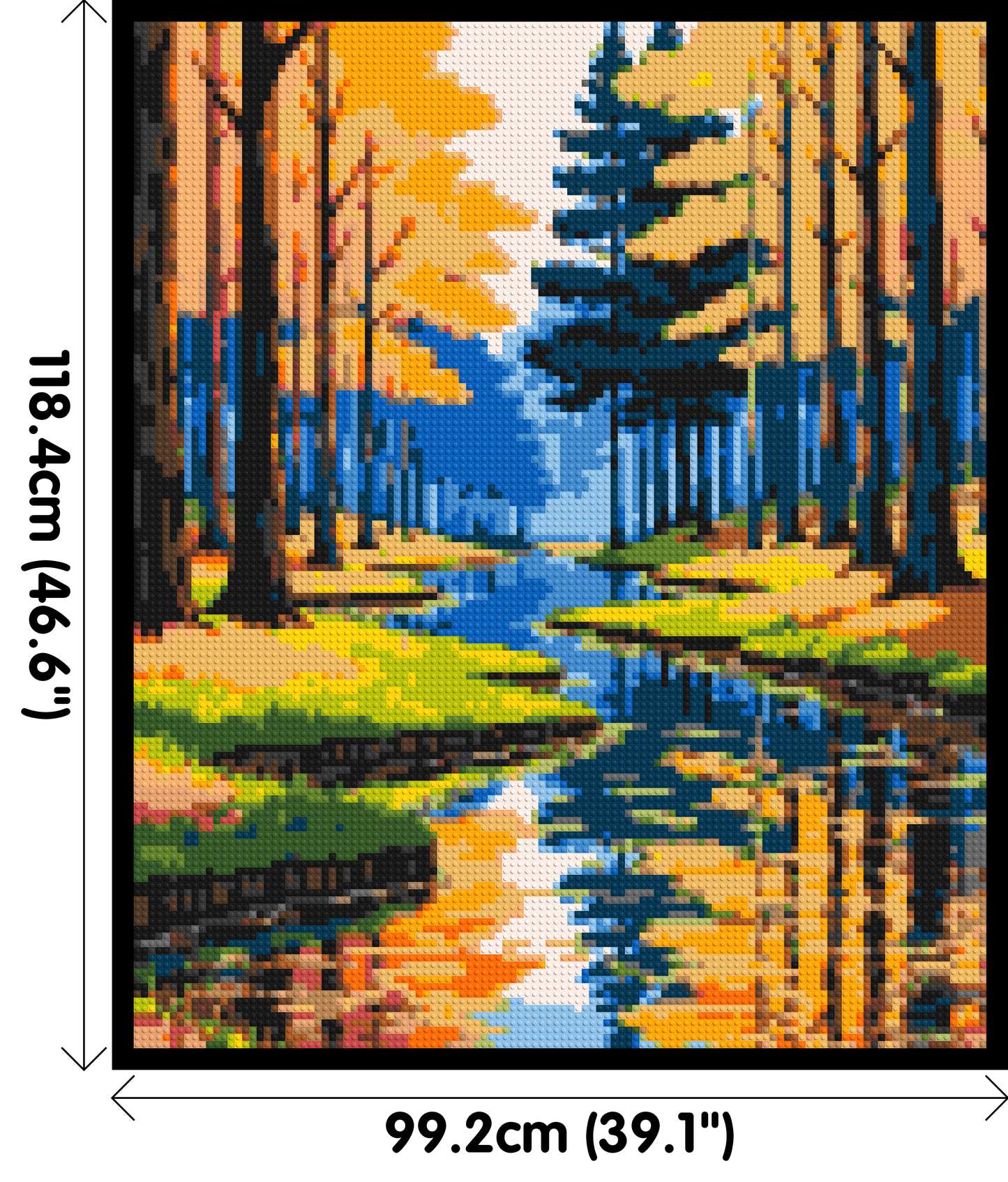 Autumn Forest River Reflection Illustration - Brick Art Mosaic Kit 5x6 large