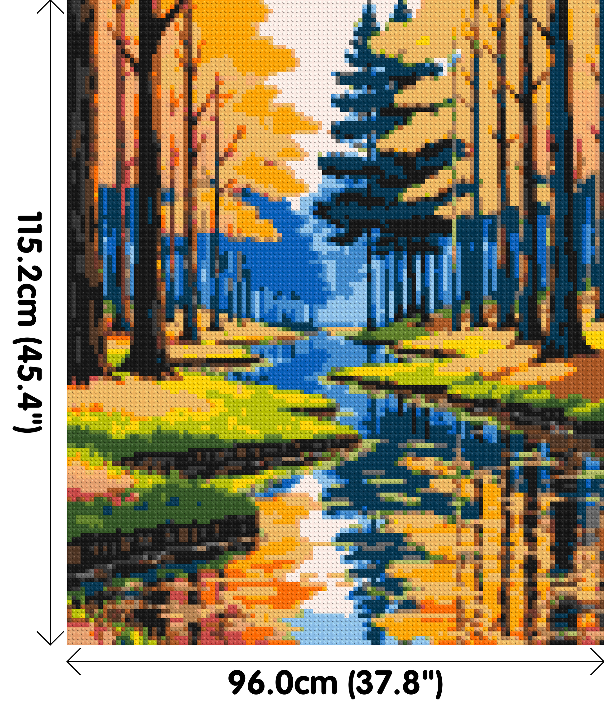 Autumn Forest River Reflection Illustration - Brick Art Mosaic Kit 5x6 dimensions