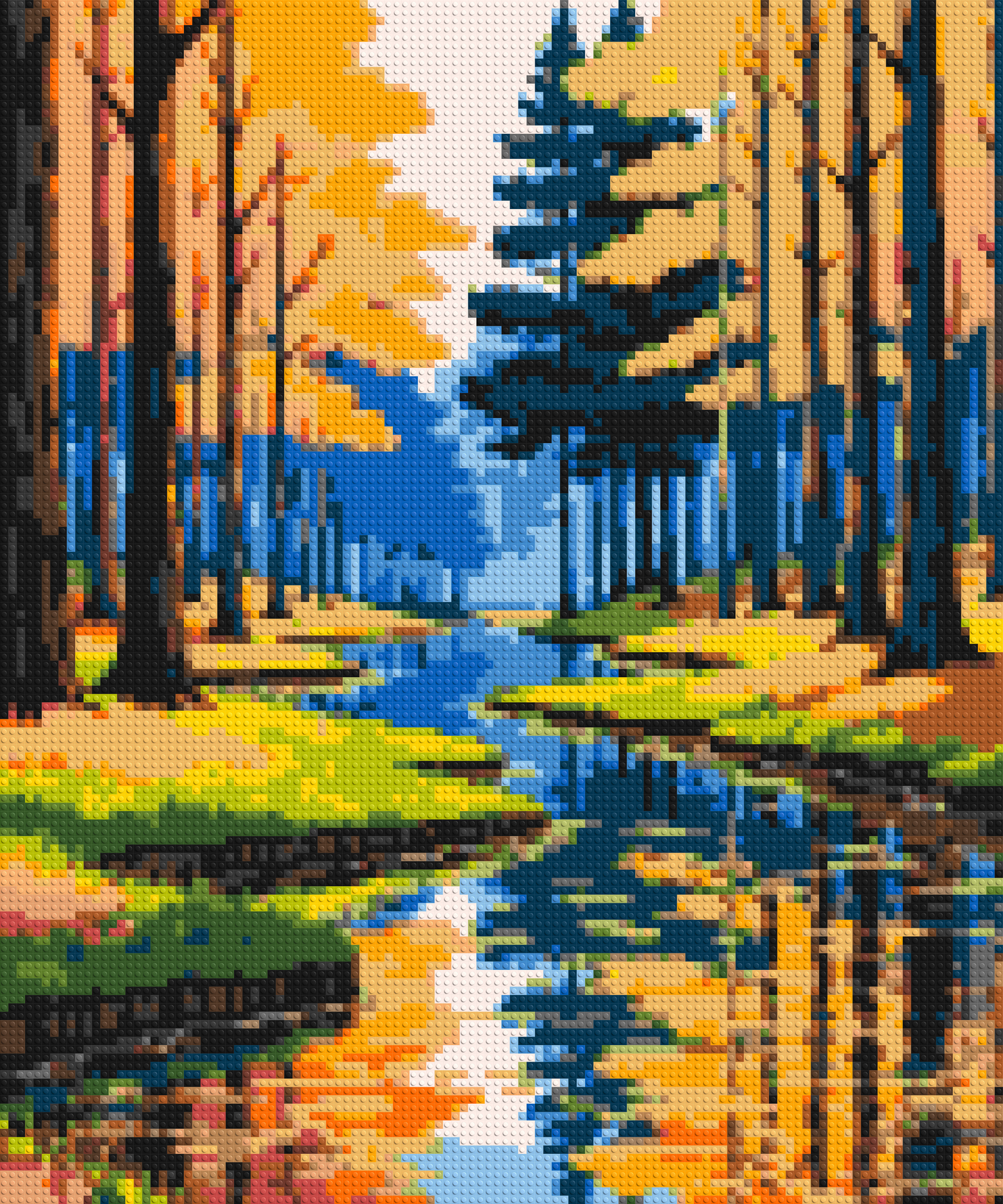 Autumn Forest River Reflection Illustration - Brick Art Mosaic Kit 5x6 large