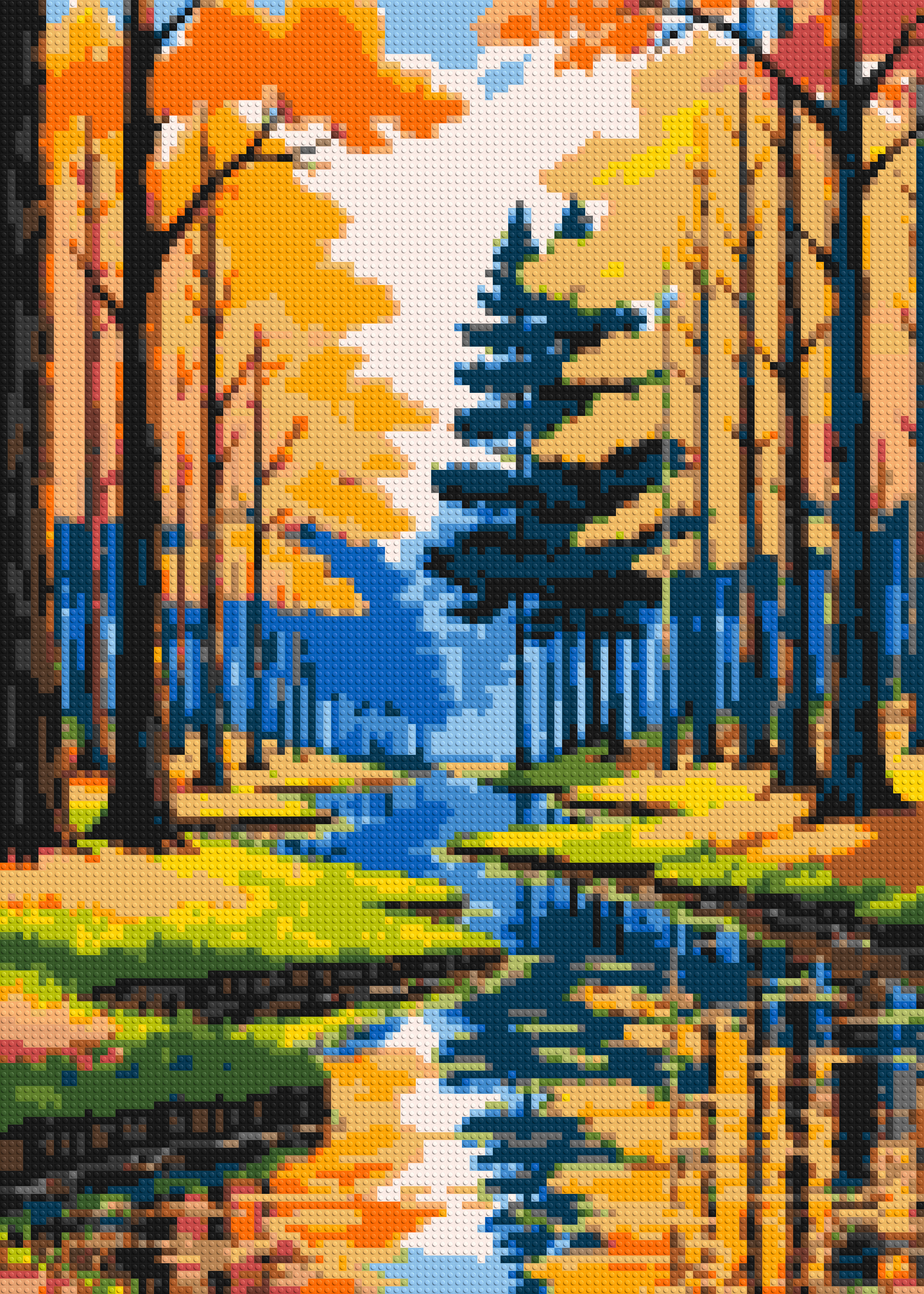 Autumn Forest River Reflection Illustration - Brick Art Mosaic Kit 5x7 large
