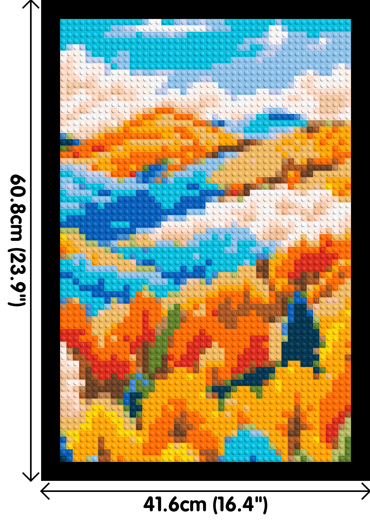 Vibrant Autumn Mountain Forest Illustration - Brick Art Mosaic Kit 2x3 dimensions with frame