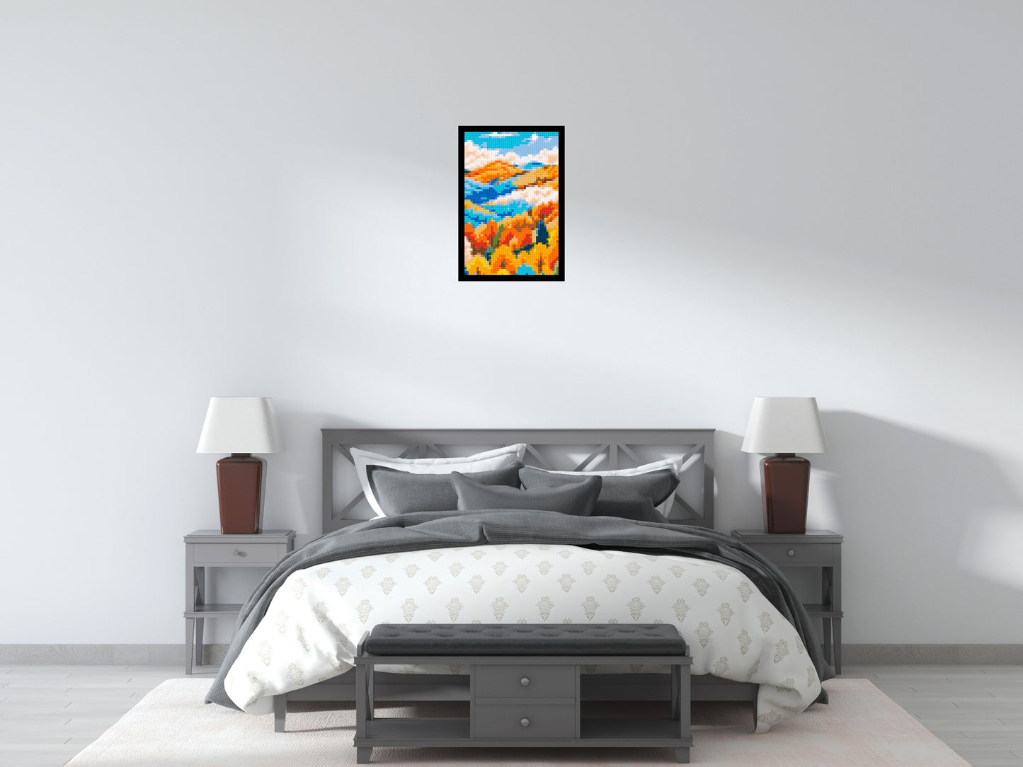 Vibrant Autumn Mountain Forest Illustration - Brick Art Mosaic Kit 2x3 large