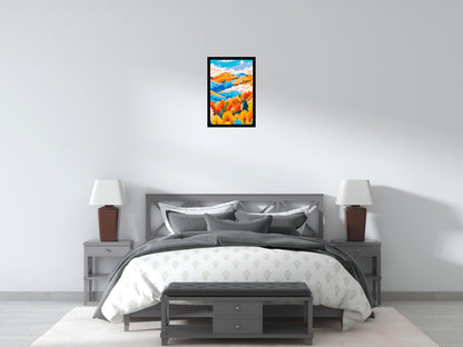 Vibrant Autumn Mountain Forest Illustration - Brick Art Mosaic Kit 2x3 large