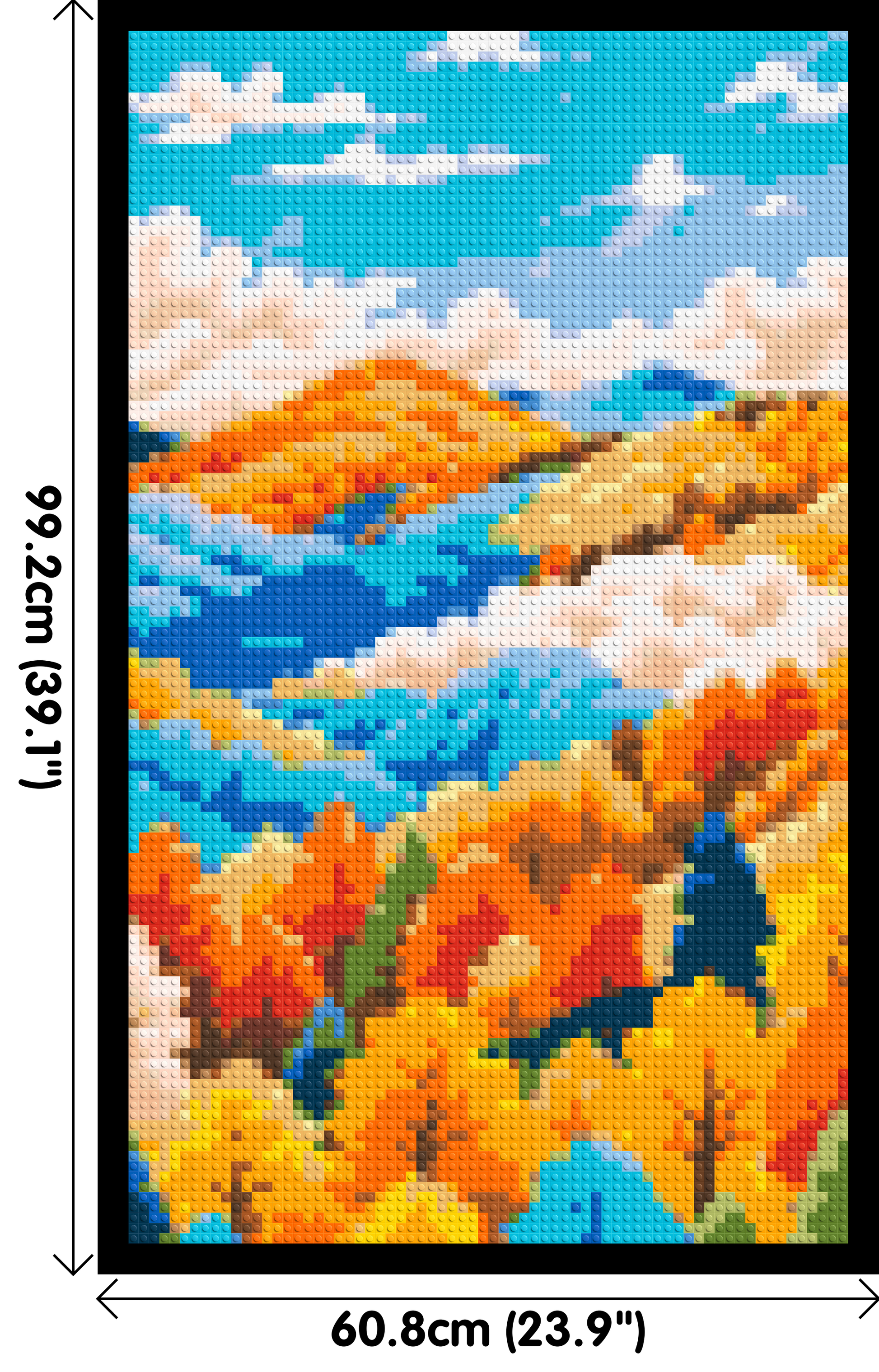 Vibrant Autumn Mountain Forest Illustration - Brick Art Mosaic Kit 3x5 dimensions with frame