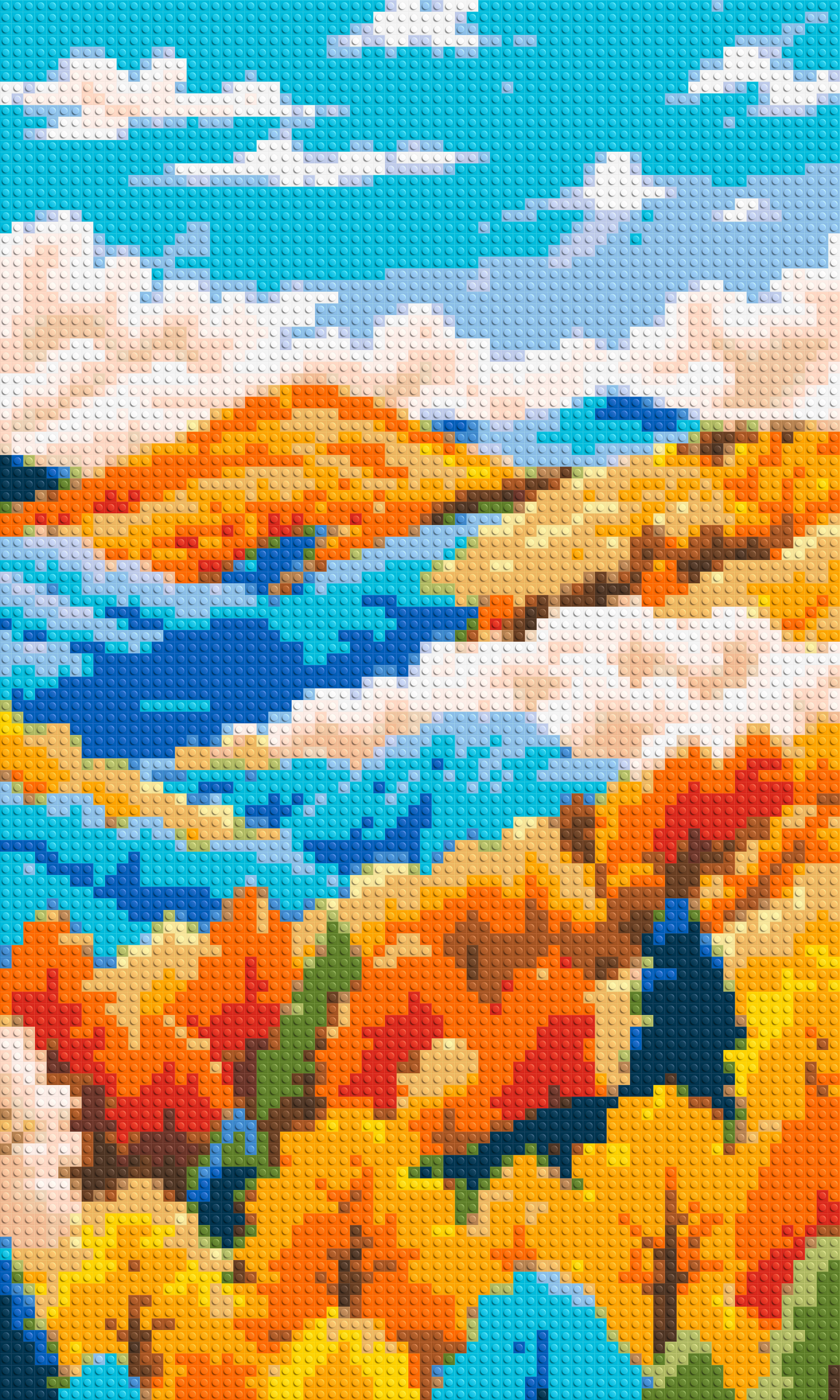 Vibrant Autumn Mountain Forest Illustration - Brick Art Mosaic Kit 3x5 large