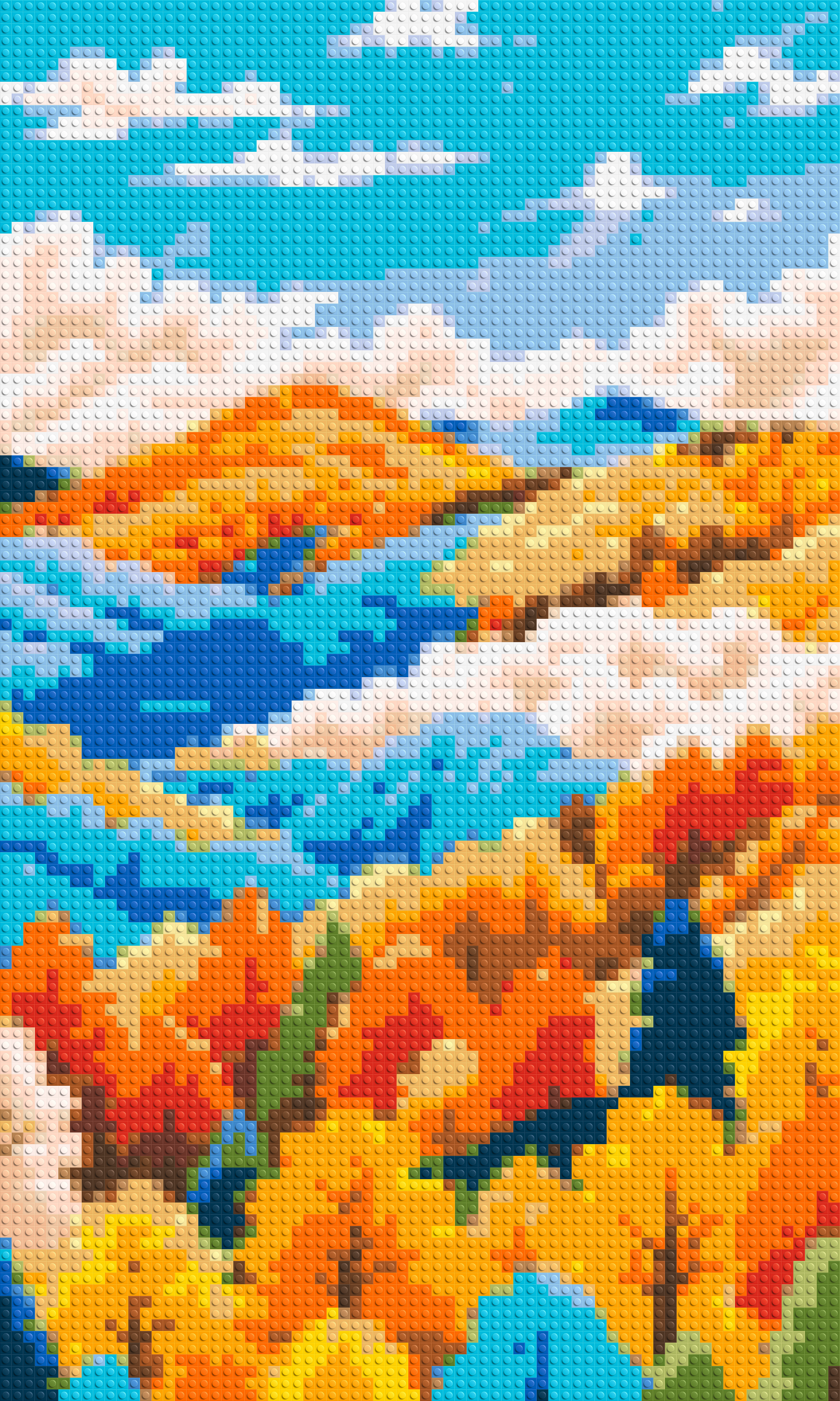Vibrant Autumn Mountain Forest Illustration - Brick Art Mosaic Kit 3x5 large