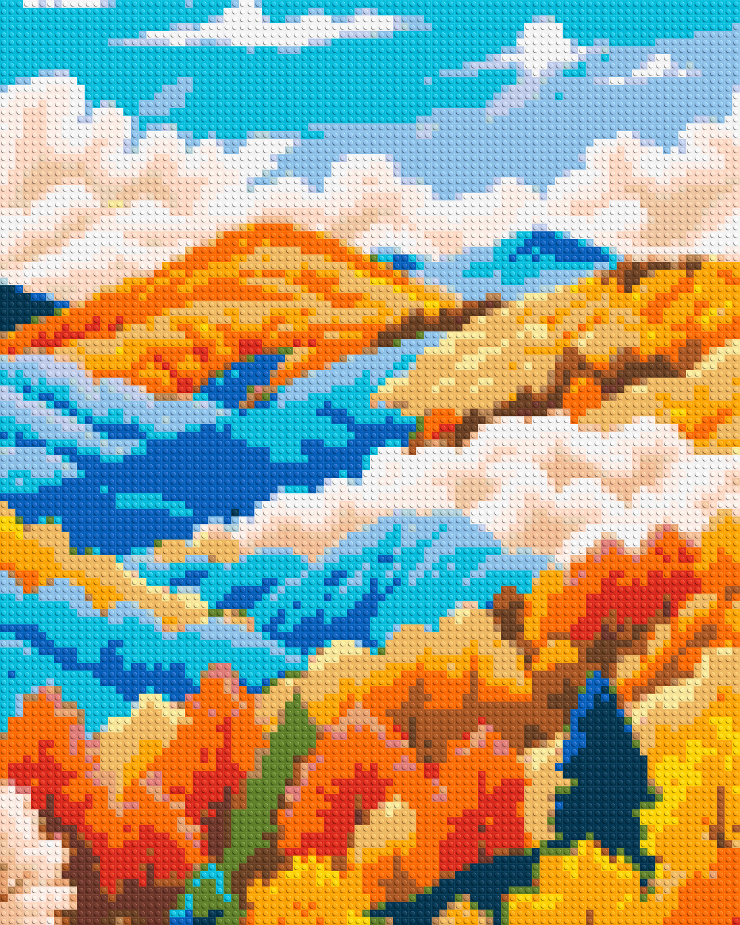 Vibrant Autumn Mountain Forest Illustration - Brick Art Mosaic Kit 4x5 large