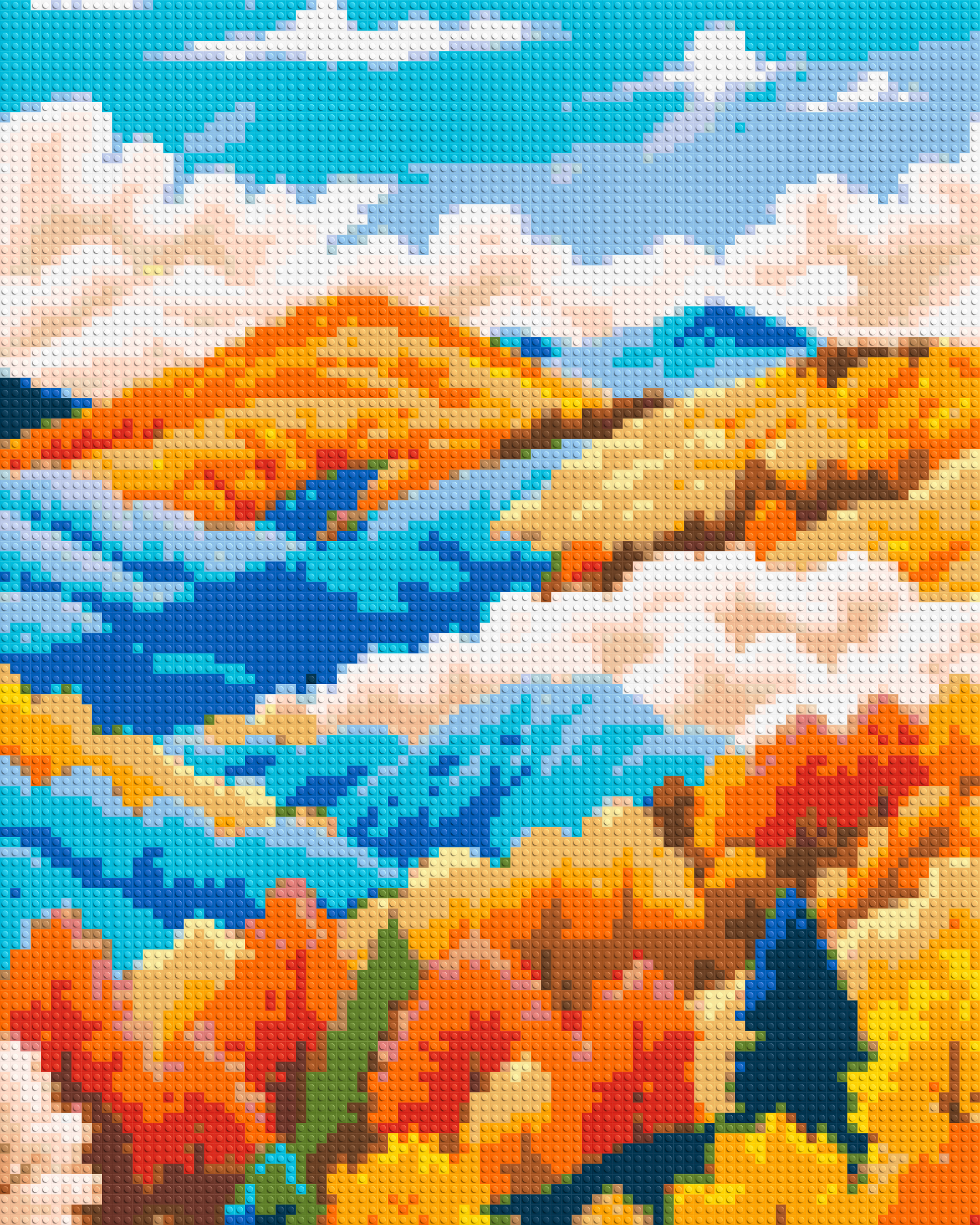 Vibrant Autumn Mountain Forest Illustration - Brick Art Mosaic Kit 4x5 large