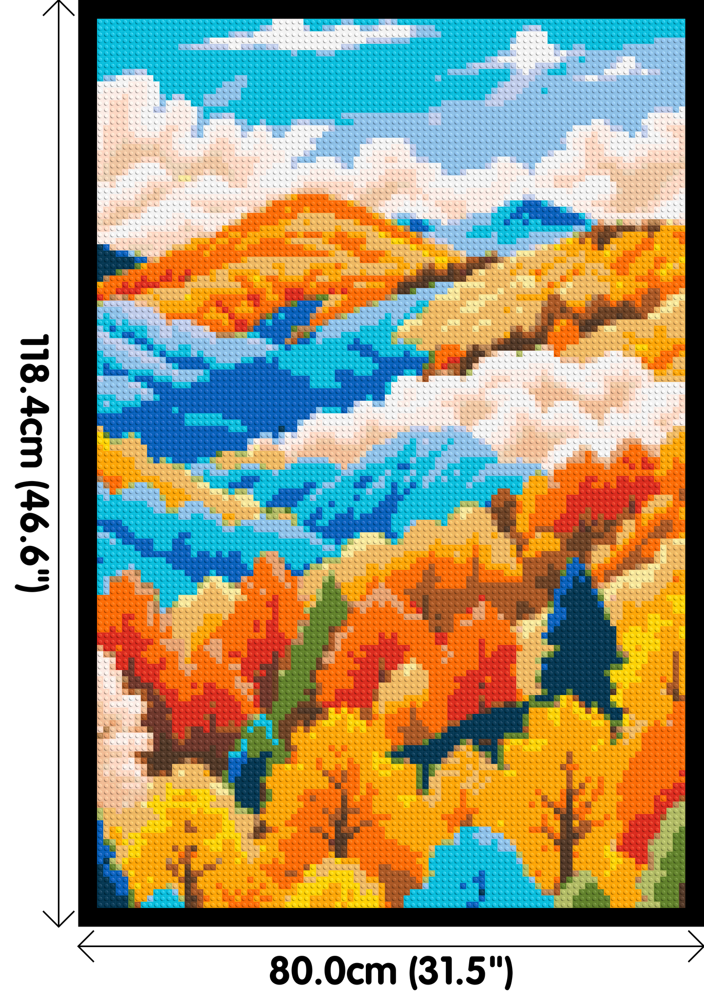 Vibrant Autumn Mountain Forest Illustration - Brick Art Mosaic Kit 4x6 large