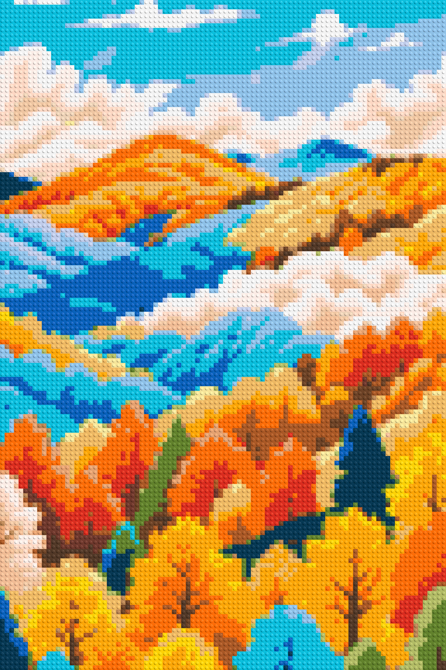 Vibrant Autumn Mountain Forest Illustration - Brick Art Mosaic Kit 4x6 large