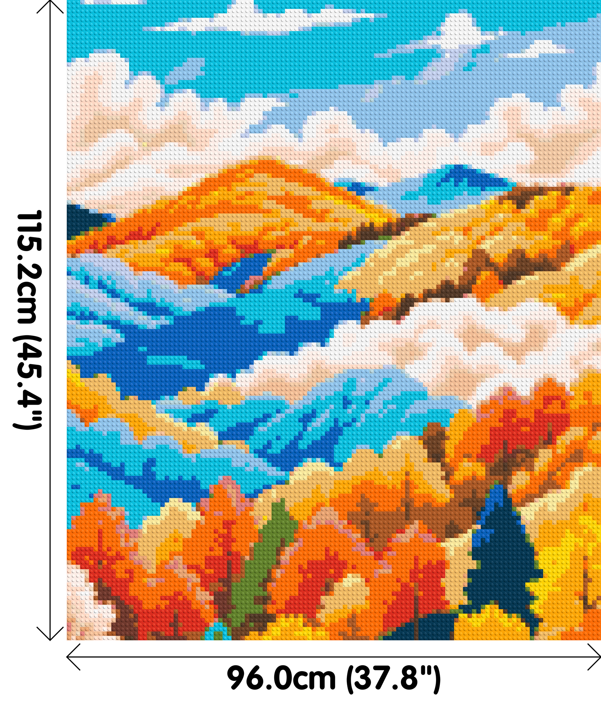 Vibrant Autumn Mountain Forest Illustration - Brick Art Mosaic Kit 5x6 dimensions