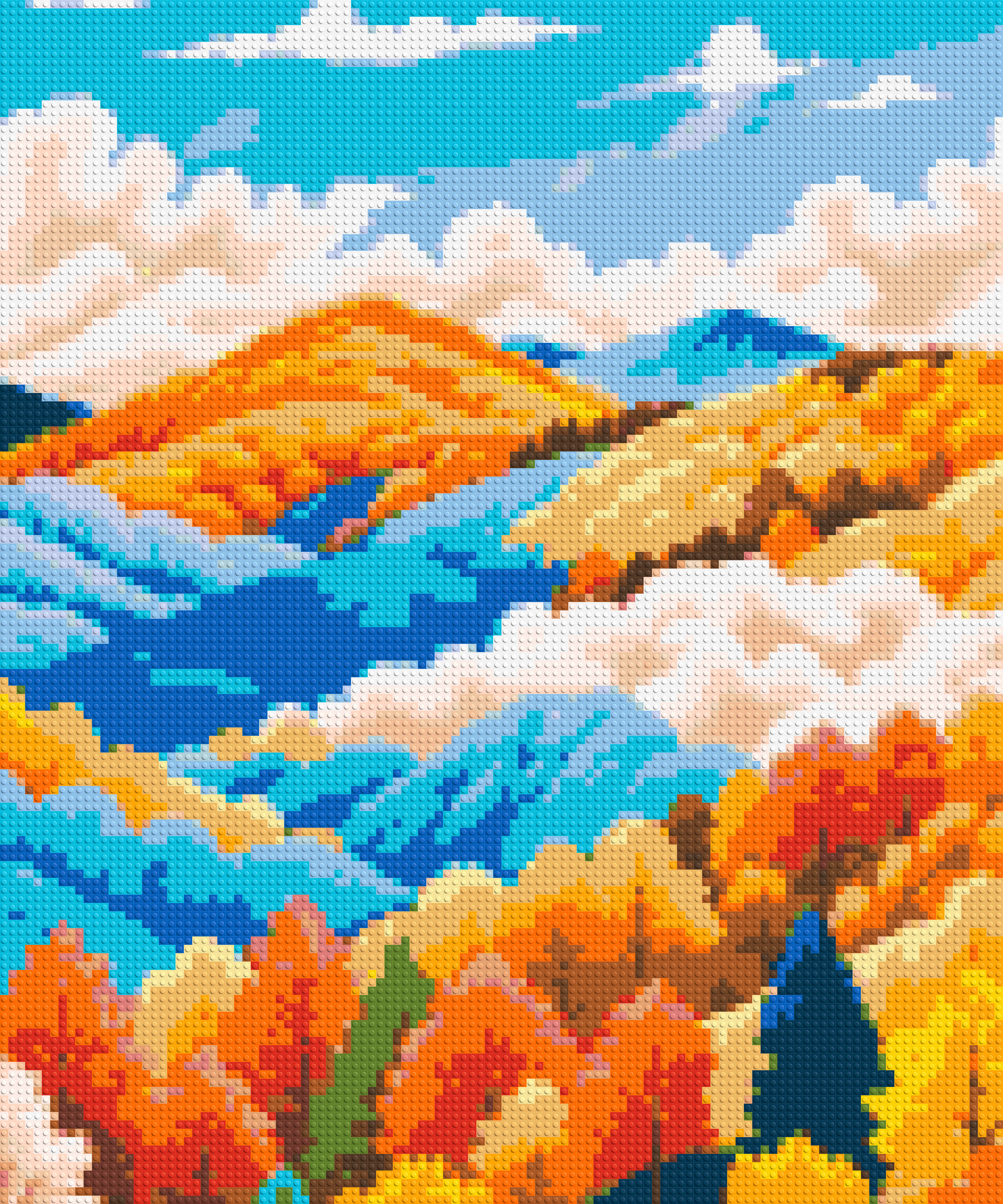 Vibrant Autumn Mountain Forest Illustration - Brick Art Mosaic Kit 5x6 large
