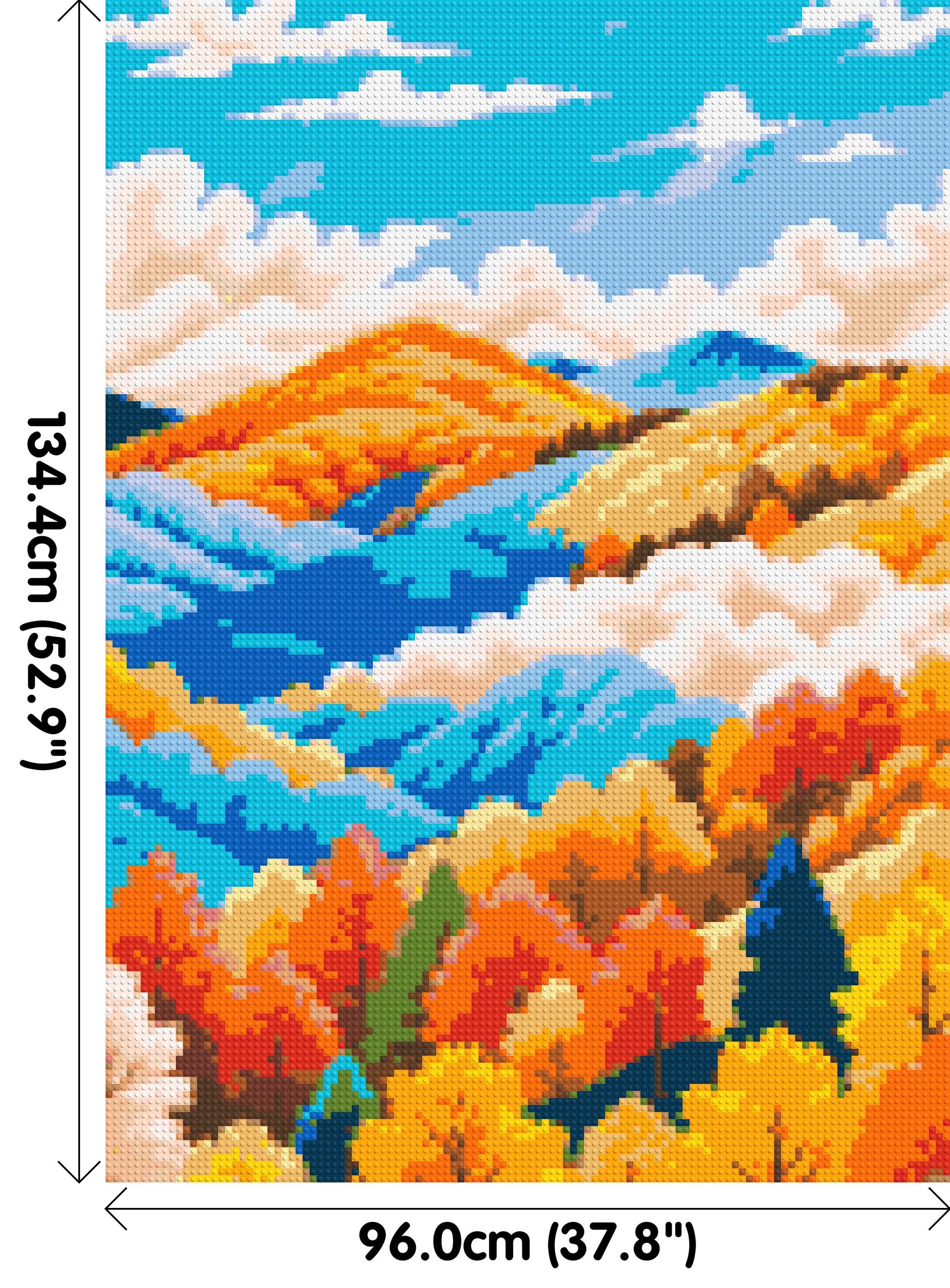 Vibrant Autumn Mountain Forest Illustration - Brick Art Mosaic Kit 5x7 dimensions
