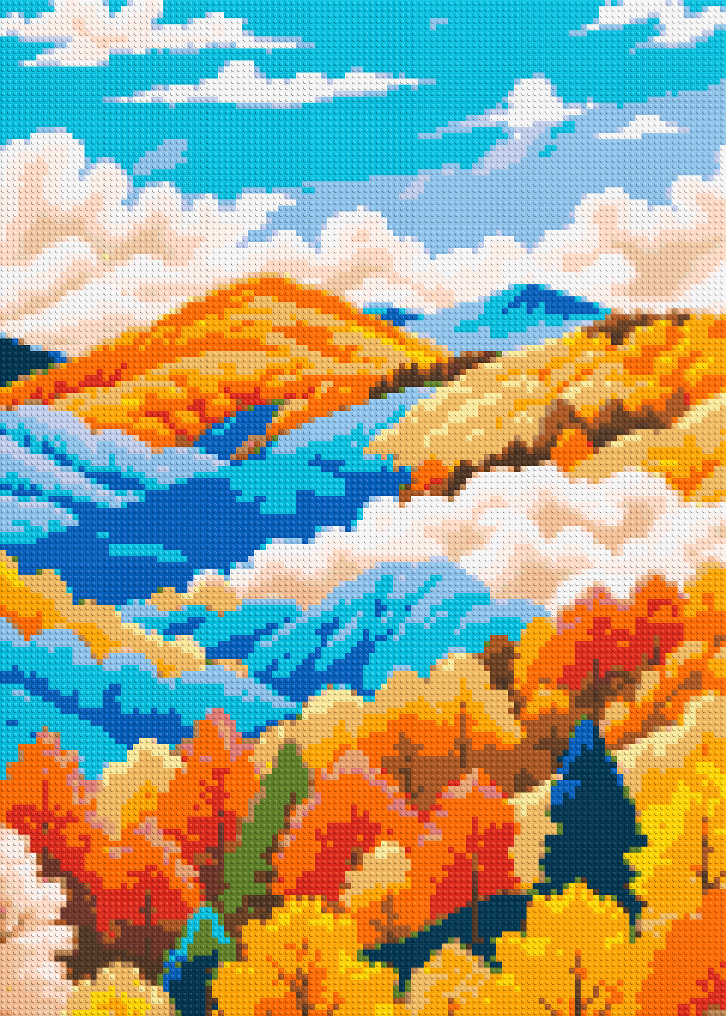 Vibrant Autumn Mountain Forest Illustration - Brick Art Mosaic Kit 5x7 large