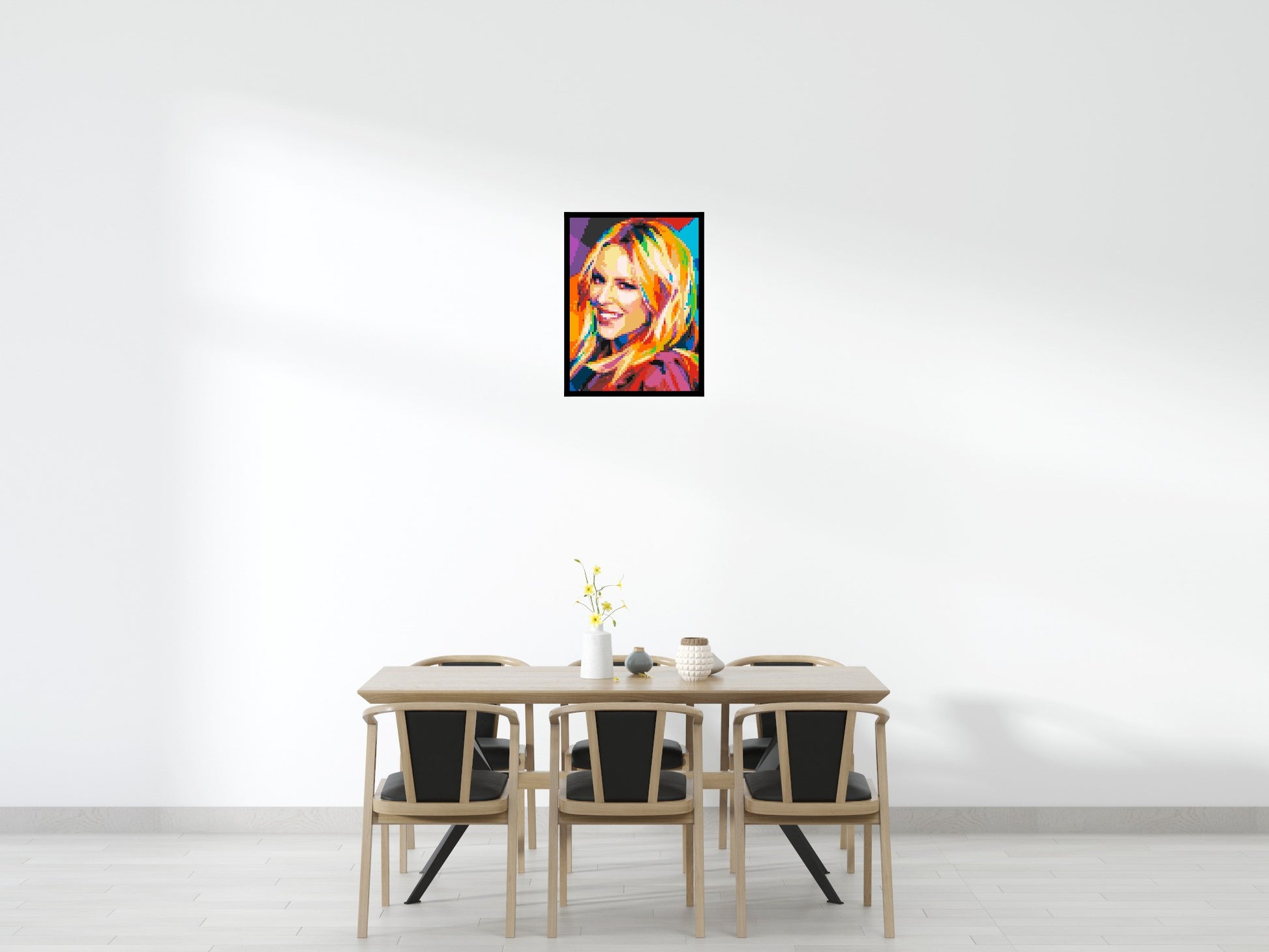 Kylie Minogue Portrait Geometric Pop Art - Brick Art Mosaic Kit 3x4 scene with frame