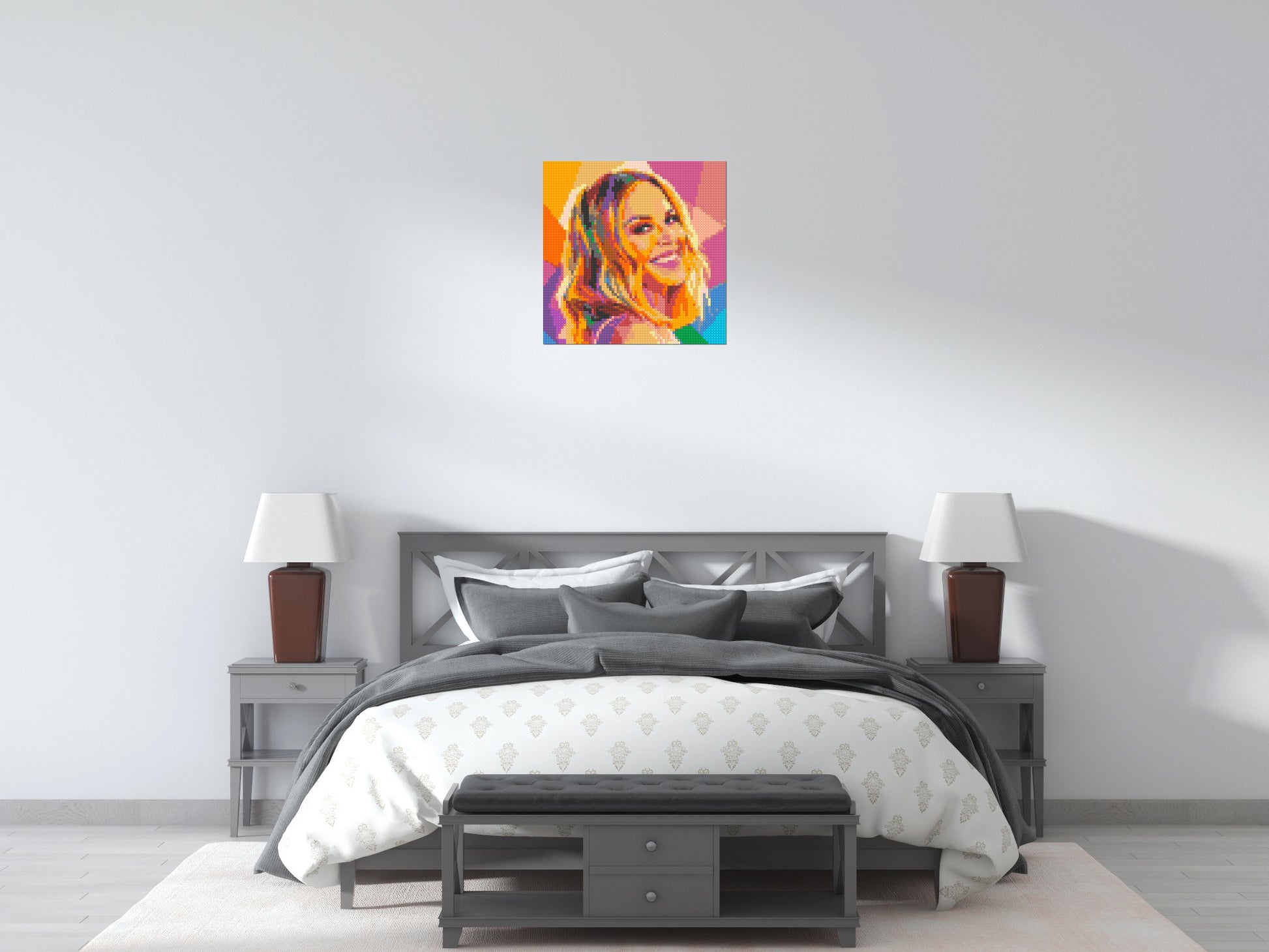 Kylie Minogue Over-the-Shoulder Smile Pop Art - Brick Art Mosaic Kit 3x3 scene