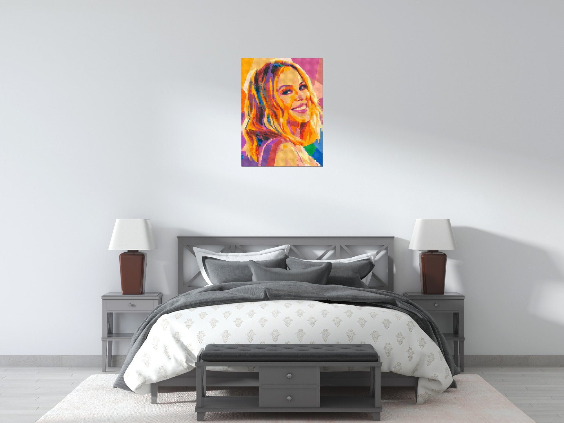 Kylie Minogue Over-the-Shoulder Smile Pop Art - Brick Art Mosaic Kit 3x4 scene