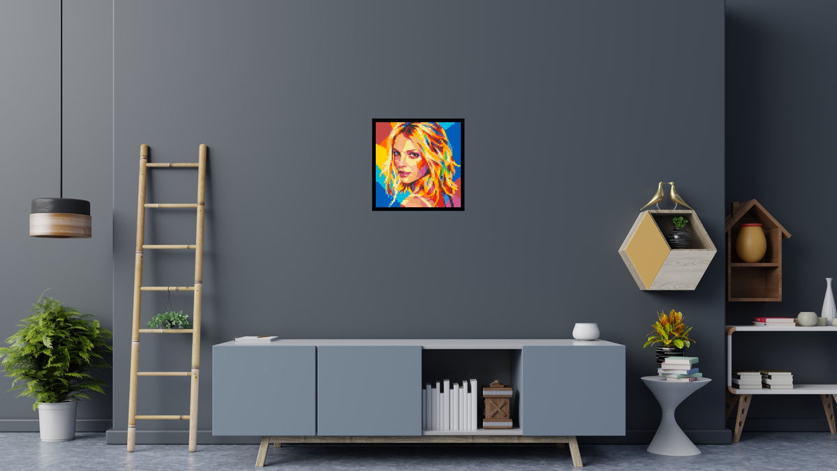 Britney Spears Over-the-Shoulder Glance Pop Art - Brick Art Mosaic Kit 3x3 scene with frame
