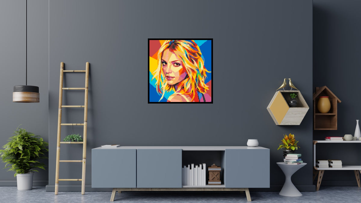 Britney Spears Over-the-Shoulder Glance Pop Art - Brick Art Mosaic Kit 5x5 scene with frame