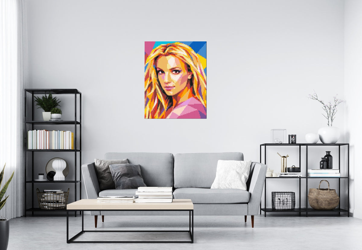Britney Spears Portrait Pop Art - Brick Art Mosaic Kit 4x5 scene