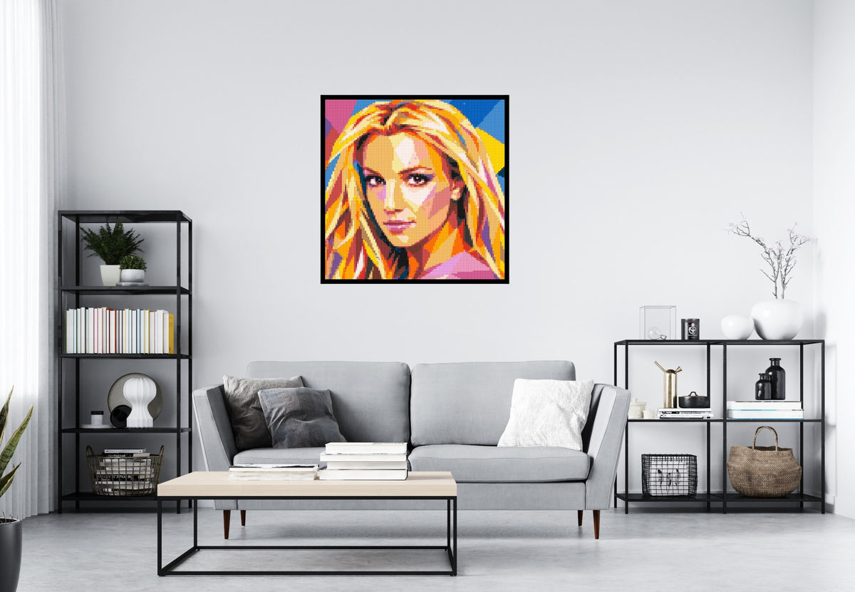 Britney Spears Portrait Pop Art - Brick Art Mosaic Kit 5x5 scene with frame