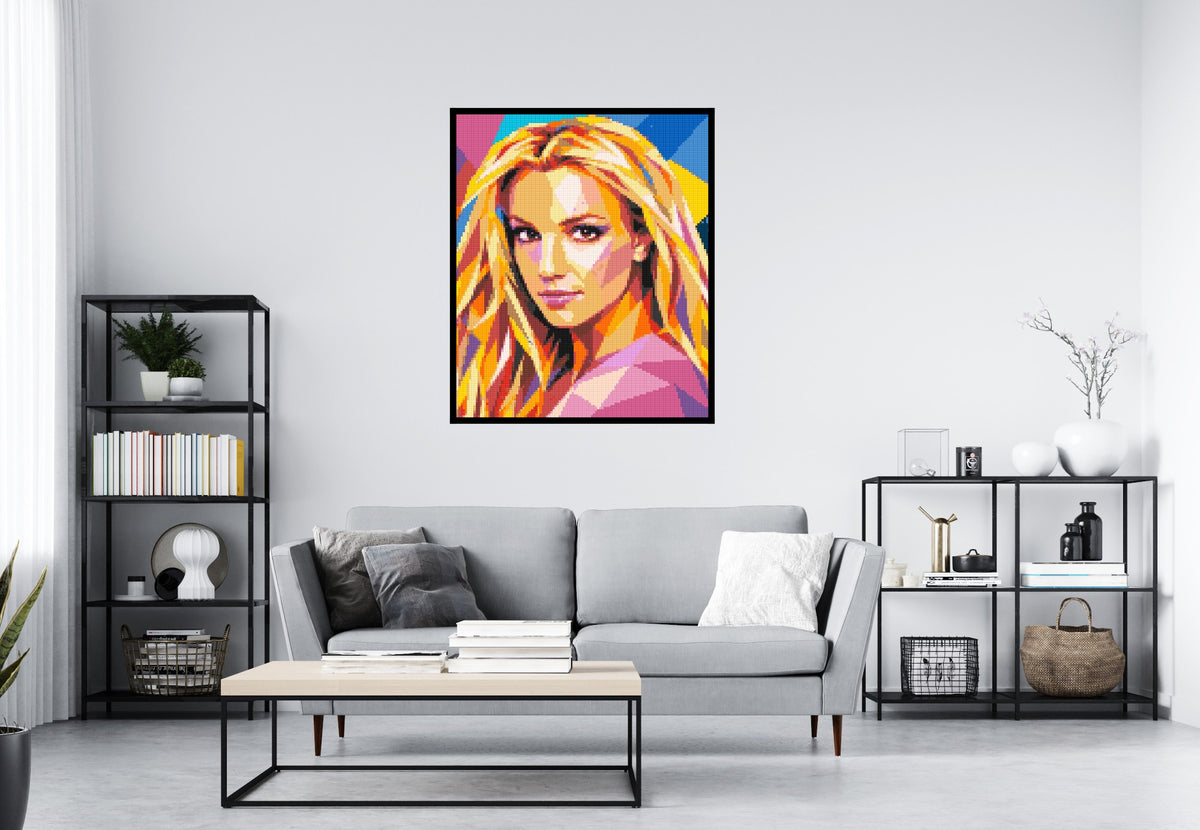 Britney Spears Portrait Pop Art - Brick Art Mosaic Kit 5x6 scene with frame
