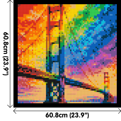 San Francisco Golden Gate Bridge Vibrant Post-Impressionist - Brick Art Mosaic Kit 3x3 large