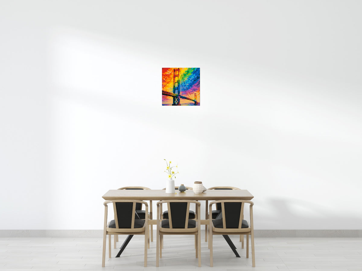 San Francisco Golden Gate Bridge Vibrant Post-Impressionist - Brick Art Mosaic Kit 3x3 scene