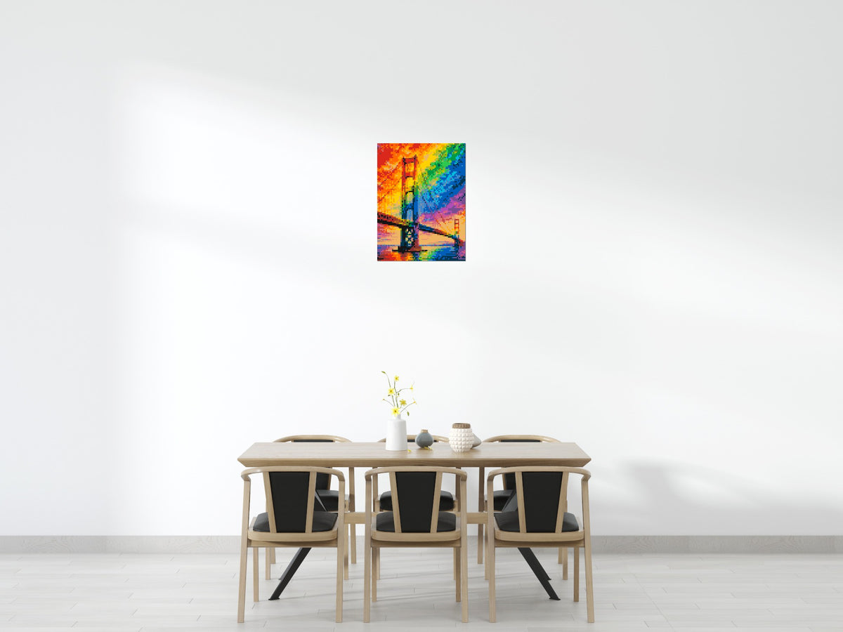 San Francisco Golden Gate Bridge Vibrant Post-Impressionist - Brick Art Mosaic Kit 3x4 large