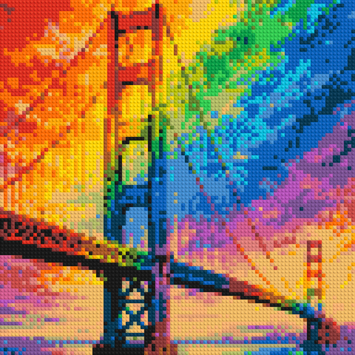 San Francisco Golden Gate Bridge Vibrant Post-Impressionist - Brick Art Mosaic Kit 4x4 large