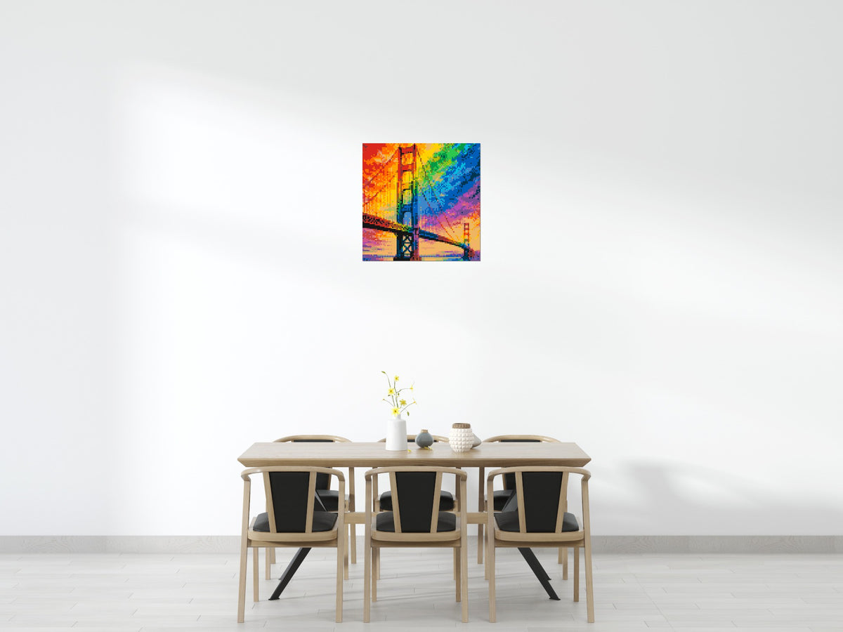 San Francisco Golden Gate Bridge Vibrant Post-Impressionist - Brick Art Mosaic Kit 4x4 scene