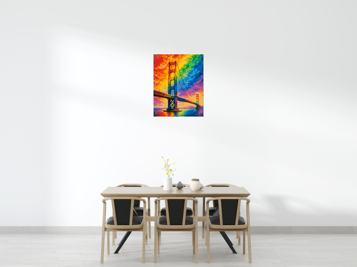 San Francisco Golden Gate Bridge Vibrant Post-Impressionist - Brick Art Mosaic Kit 4x5 scene