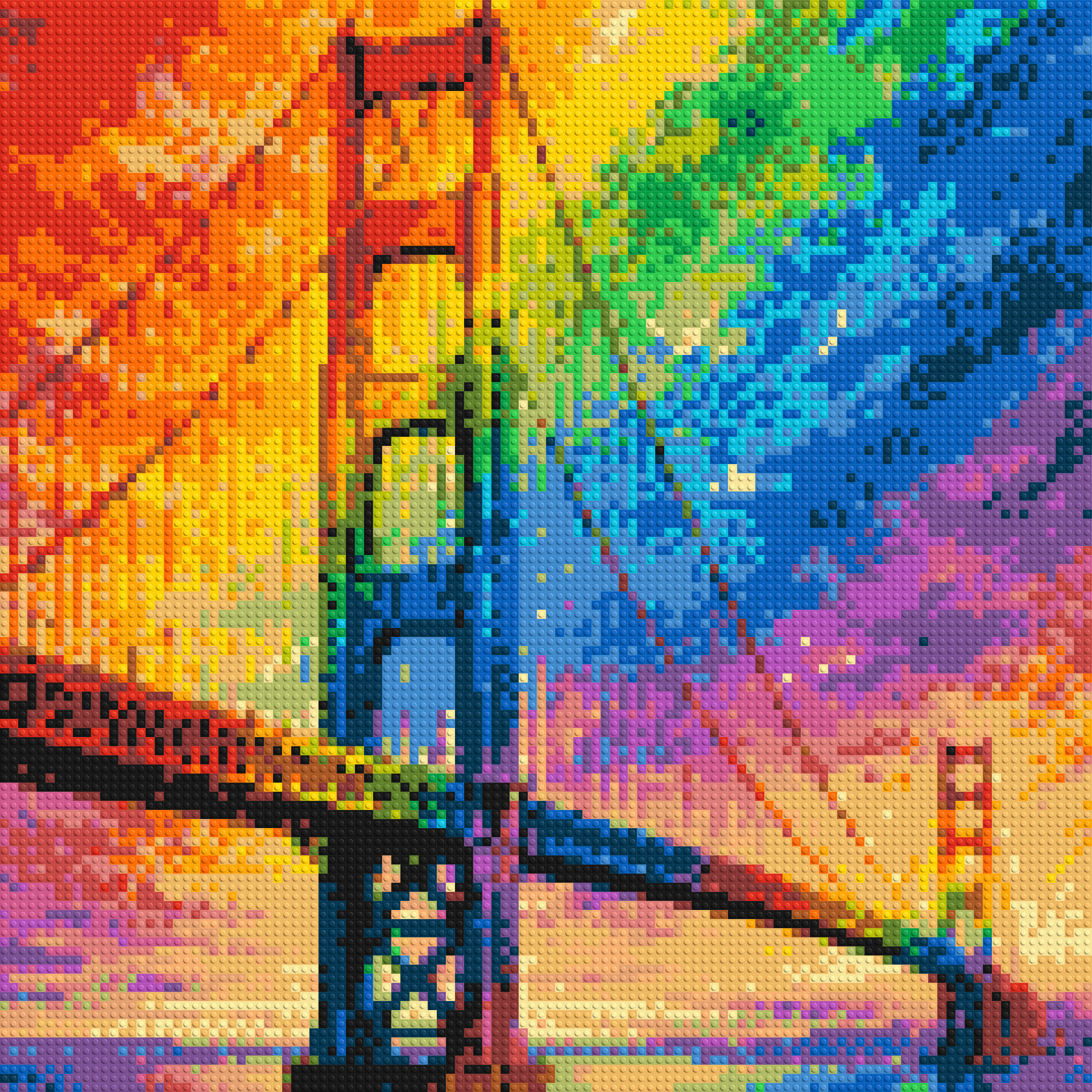San Francisco Golden Gate Bridge Vibrant Post-Impressionist - Brick Art Mosaic Kit 5x5 large