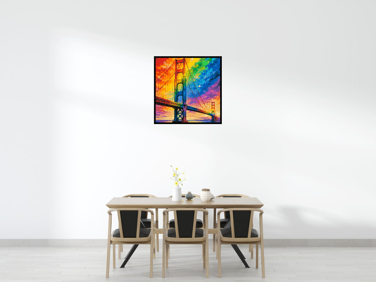 San Francisco Golden Gate Bridge Vibrant Post-Impressionist - Brick Art Mosaic Kit 5x5 large