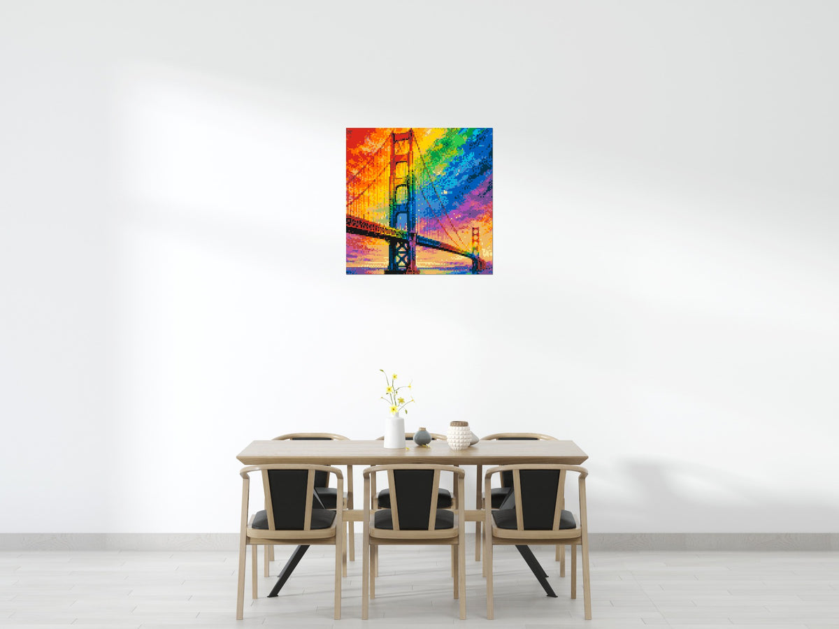 San Francisco Golden Gate Bridge Vibrant Post-Impressionist - Brick Art Mosaic Kit 5x5 scene