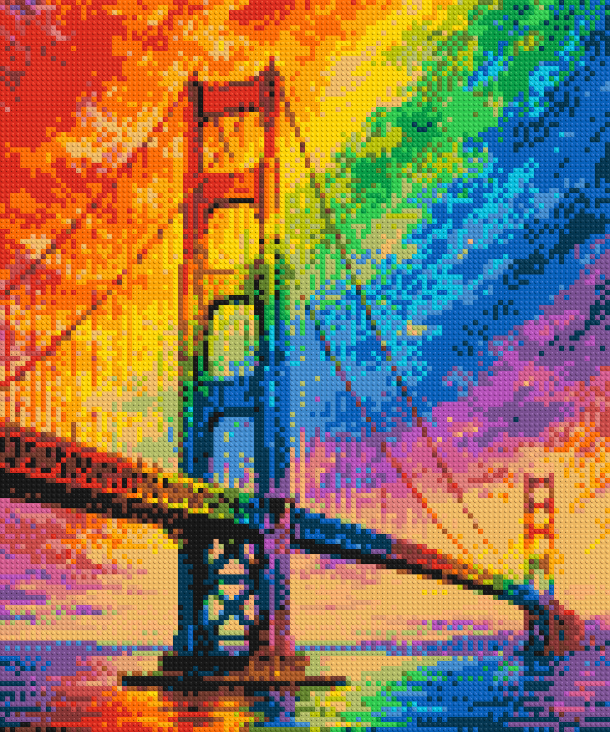 San Francisco Golden Gate Bridge Vibrant Post-Impressionist - Brick Art Mosaic Kit 5x6 large