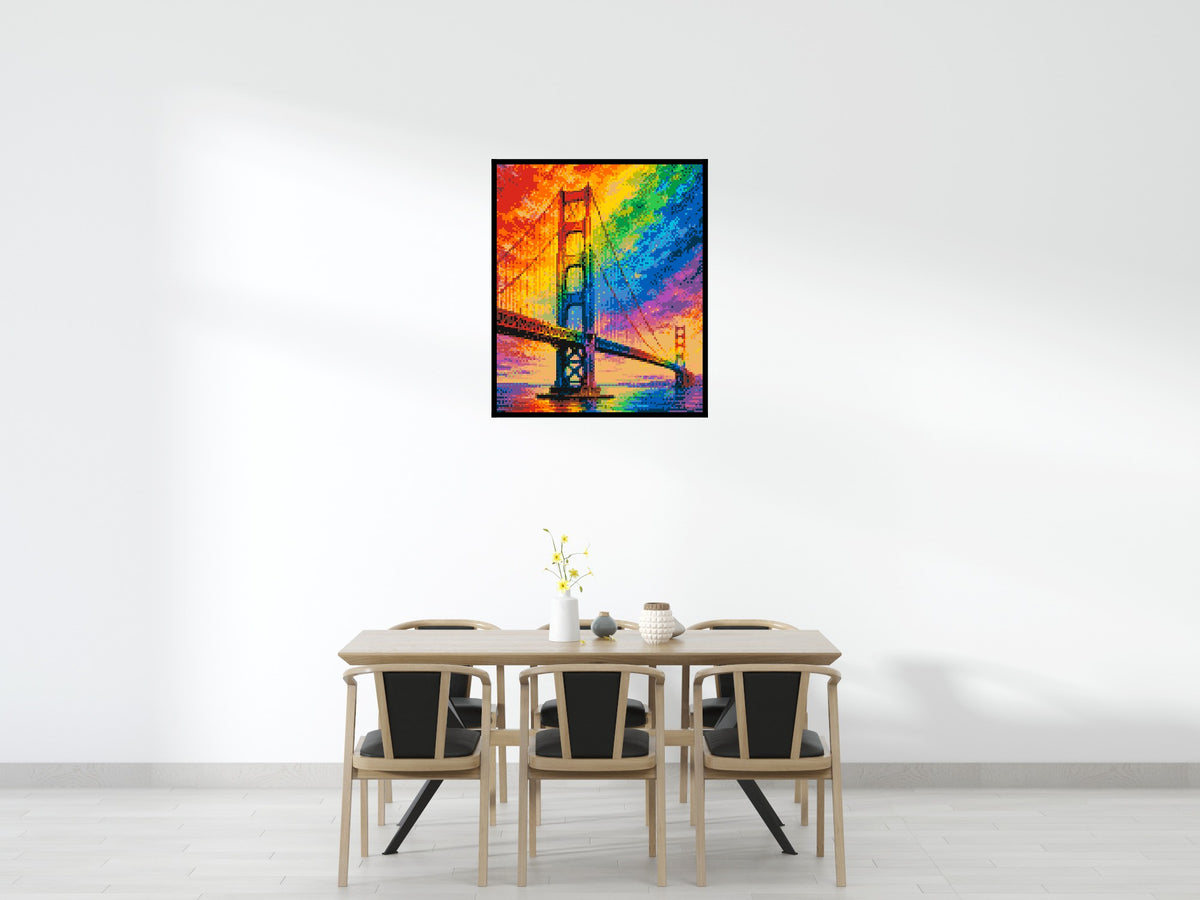 San Francisco Golden Gate Bridge Vibrant Post-Impressionist - Brick Art Mosaic Kit 5x6 large