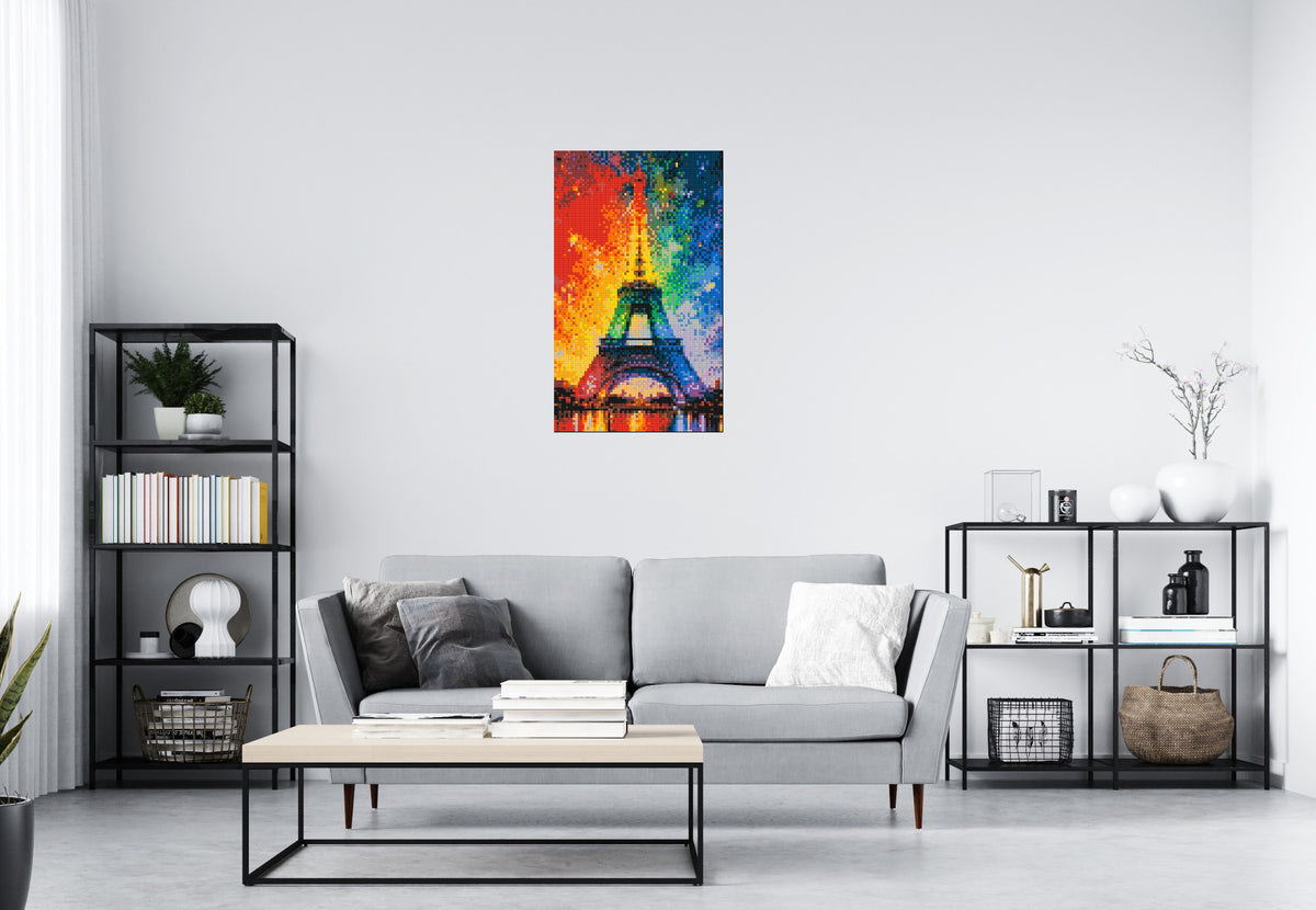Paris Eiffel Tower Vibrant Post-Impressionist - Brick Art Mosaic Kit 3x5 large