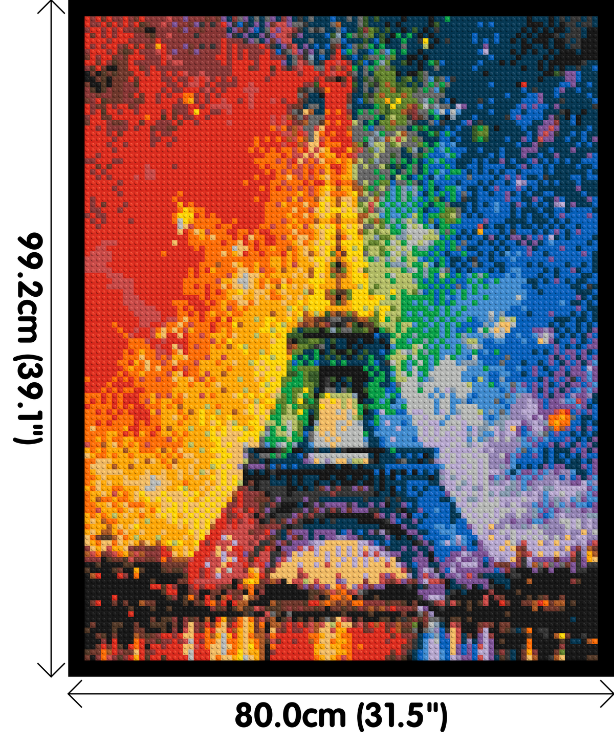 Paris Eiffel Tower Vibrant Post-Impressionist - Brick Art Mosaic Kit 4x5 dimensions with frame