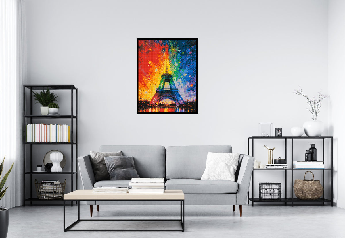 Paris Eiffel Tower Vibrant Post-Impressionist - Brick Art Mosaic Kit 4x5 large