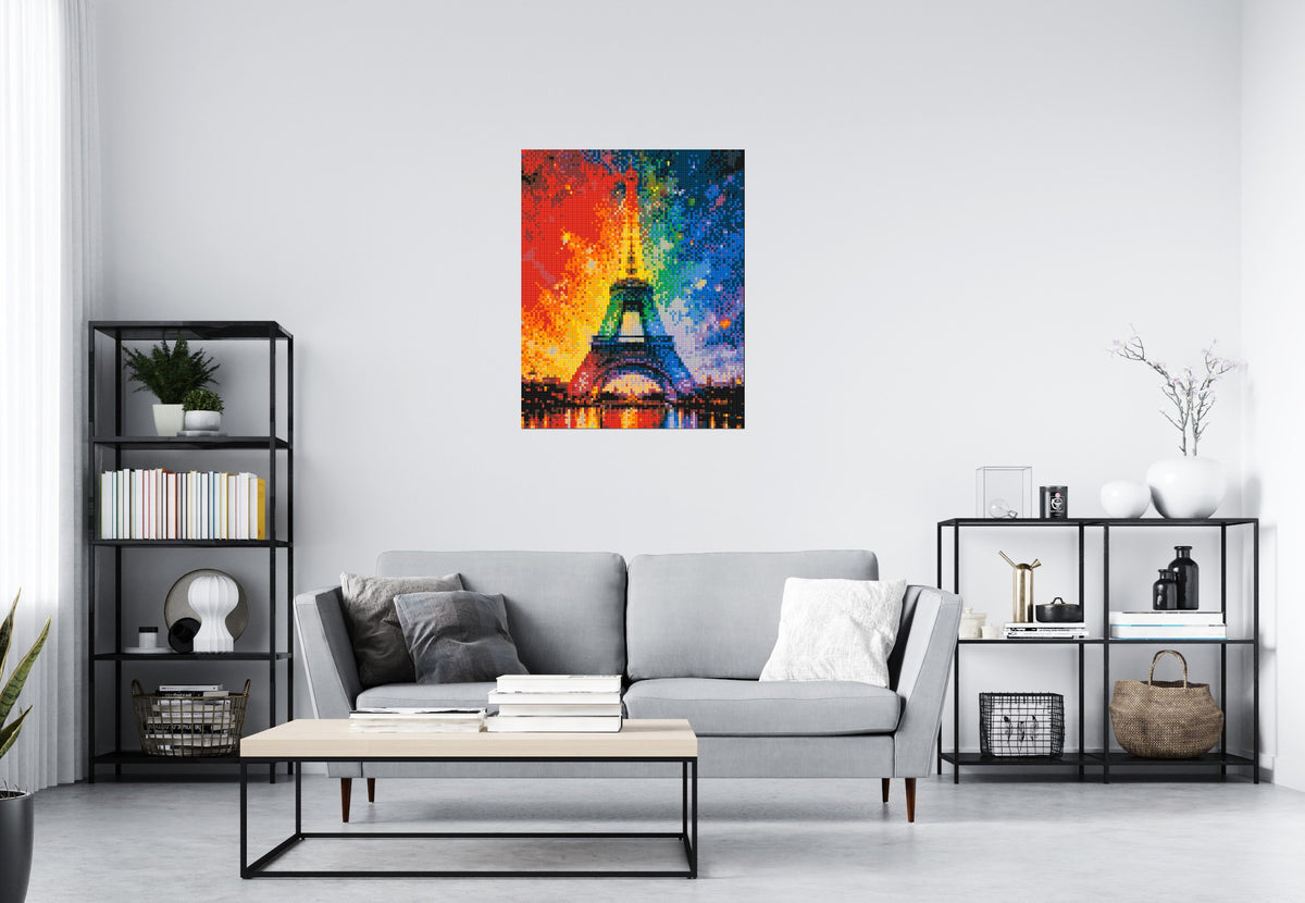 Paris Eiffel Tower Vibrant Post-Impressionist - Brick Art Mosaic Kit 4x5 scene