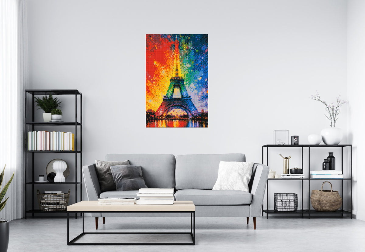 Paris Eiffel Tower Vibrant Post-Impressionist - Brick Art Mosaic Kit 4x6 large