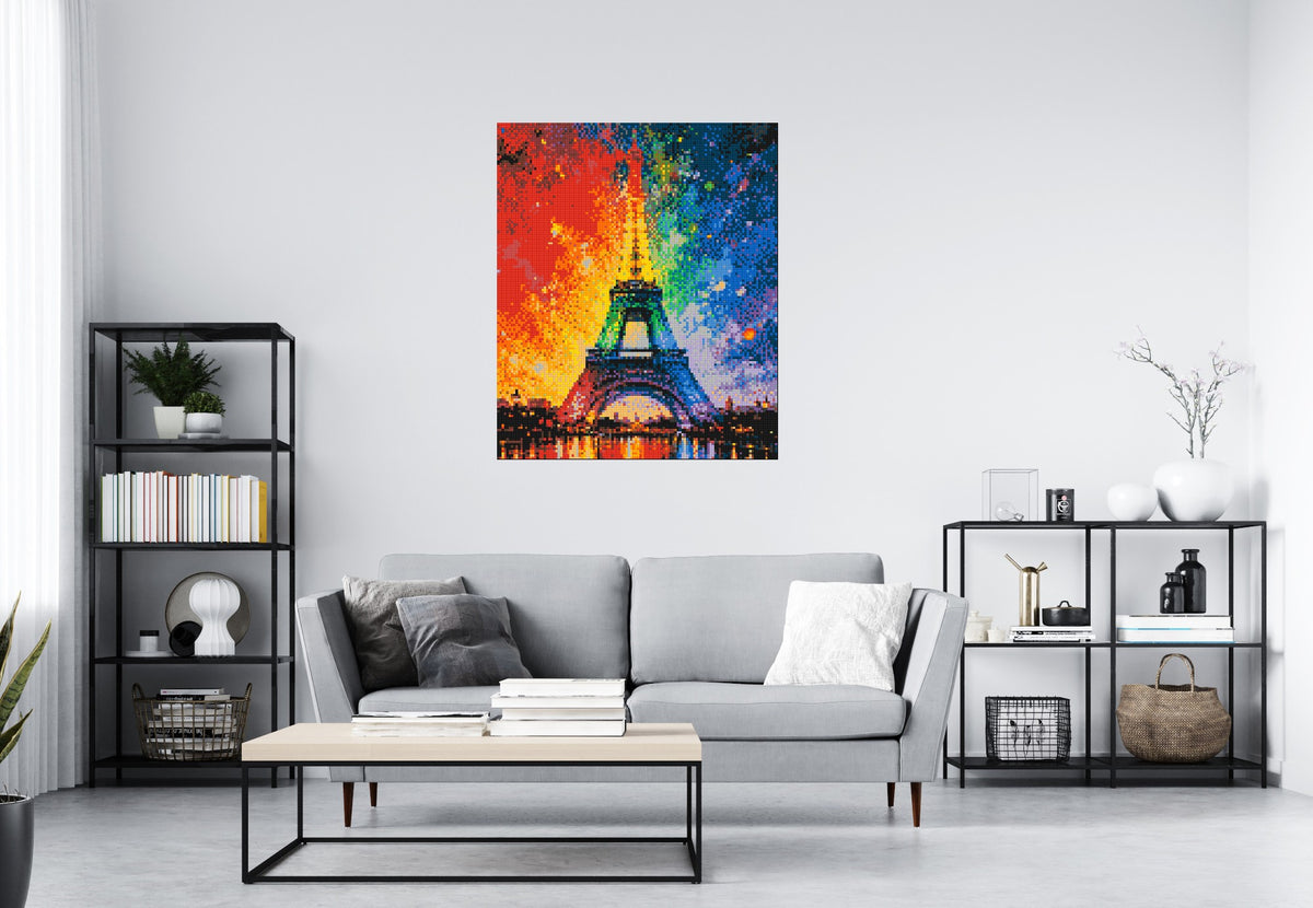 Paris Eiffel Tower Vibrant Post-Impressionist - Brick Art Mosaic Kit 5x6 scene