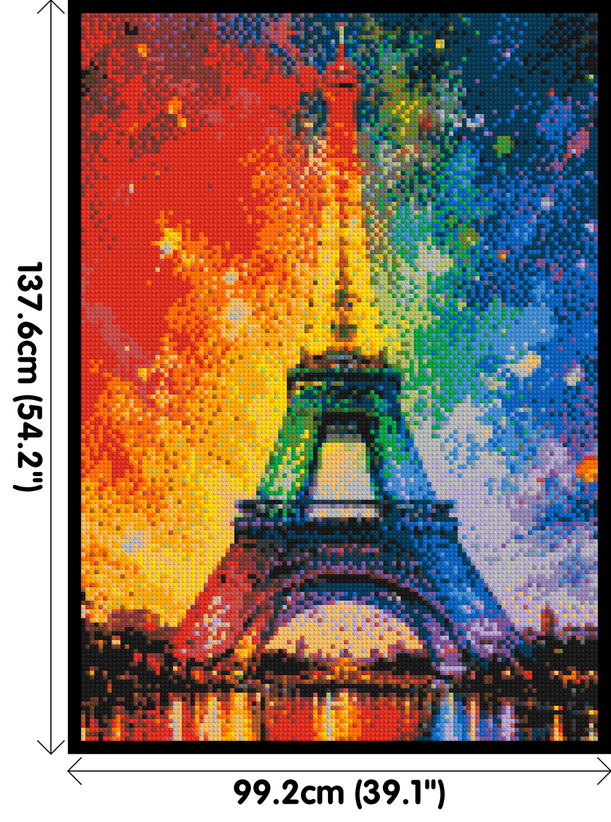 Paris Eiffel Tower Vibrant Post-Impressionist - Brick Art Mosaic Kit 5x7 dimensions with frame