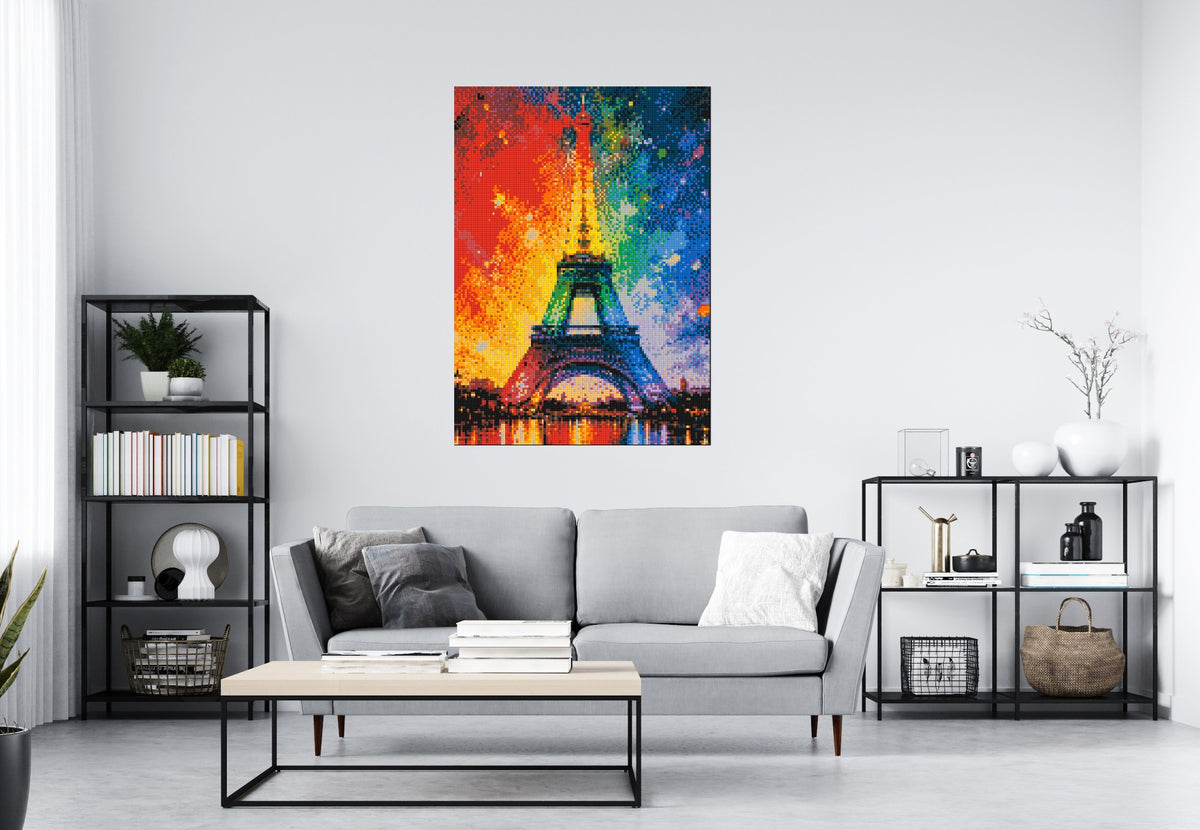 Paris Eiffel Tower Vibrant Post-Impressionist - Brick Art Mosaic Kit 5x7 scene