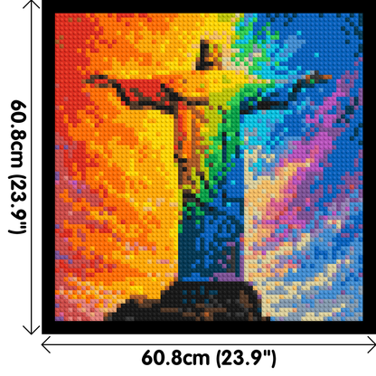 Brazil's Rio de Janeiro Christ the Redeemer Vibrant Post-Impressionist - Brick Art Mosaic Kit 3x3 large